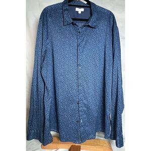 Calvin Klein Men's XXL‎ Light Thin Button Up Shirt Blue Floral